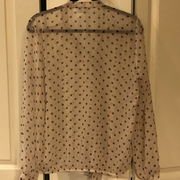 Cream New York & Company Brown Polka Dot Blouse - Picture 2 of 3